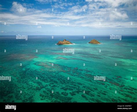 Aerial View of Mokulua Islands, Mokulua Dr, Kailua, Hawaii, United ...
