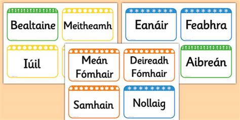 Irish Months of the Year Flashcards | Acmhainní Gaeilge