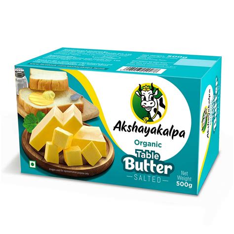 Akshayakalpa Organic Table Butter salted, 500 g - Blocks Paper : Amazon ...