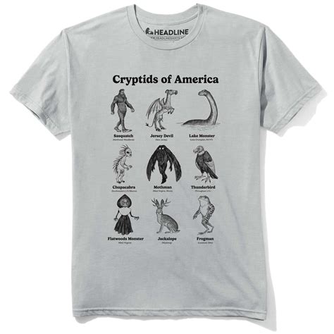Cryptids Of America Cool Graphic T-Shirt | Bigfoot Chart Monsters Tee ...