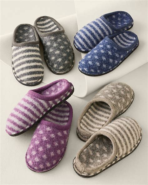 Haflinger Shirley Dot-and-Stripe Slippers | Garnet Hill