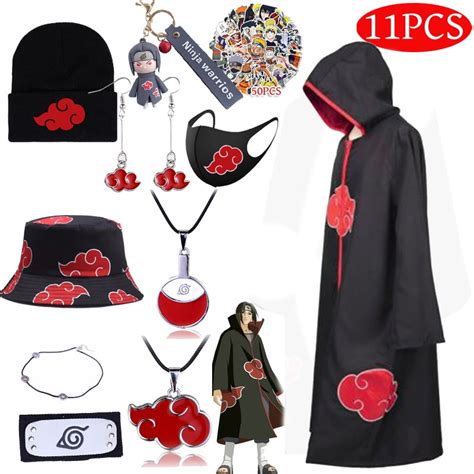 Buy 11PcsSet Naruto Akatsuki Cosplay Costume Cloak Kit Online at Lowest ...