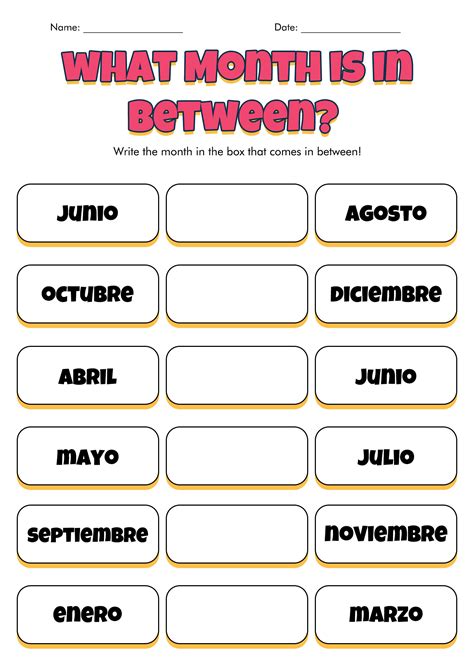 Spanish Days And Months Printables