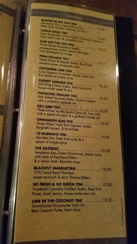 Menu at Blackfly The Restaurant, St. Augustine