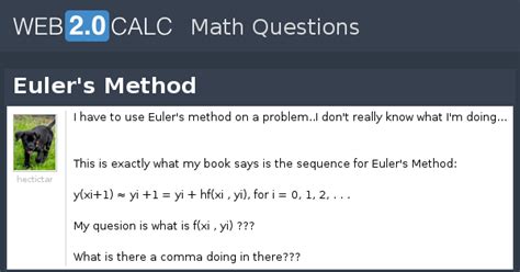 View question - Euler's Method