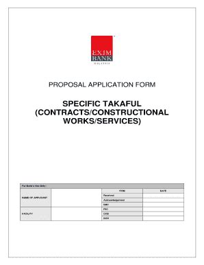Fillable Online Specific Takaful (Proposal Application Form) - EXIM ...
