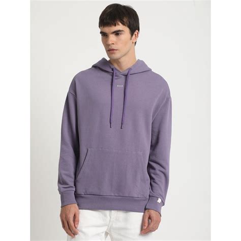 Buy THE BEAR HOUSE Men Purple Solid Regular Fit Hoodies Online