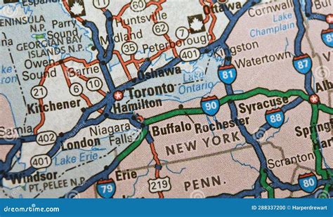 Map Image of Canada, New York, and Pennsylvania Border Stock Photo ...