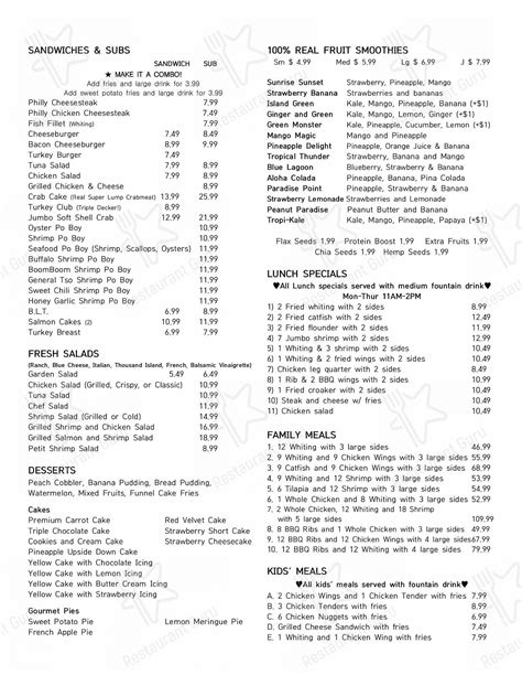Menu at Mid Atlantic Seafood restaurant, Takoma Park, New Hampshire Ave