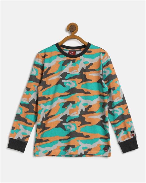 Buy Boys Full Sleeves T-Shirt Camo Print-Orange Online at Best Price ...