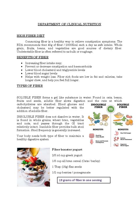 HIGH Fiber DIET - MNT-1 - Will post further for different diagnosis and ...