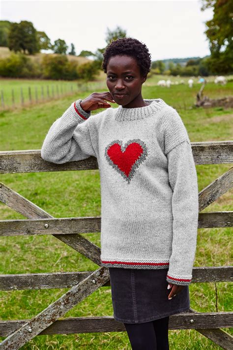 Women's Heart Sweater Red Heart Jumper Love Heart Knitted - CurveDream