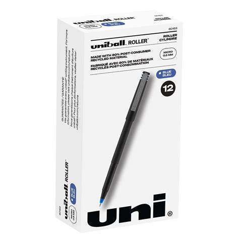Sanford Uniball Roller Stick Pen, 0.5mm Micro Point, Blue Ink, Dozen ...