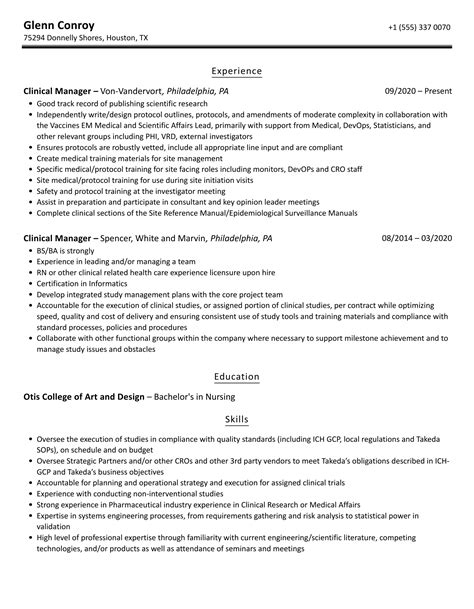Clinical Manager Resume Samples | Velvet Jobs
