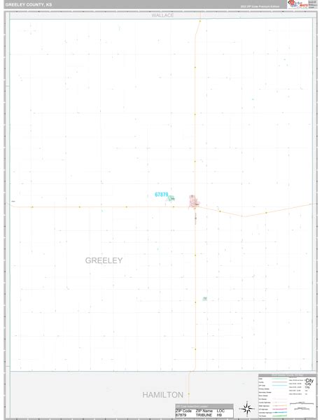 Greeley County, KS Zip Code Map - Premium