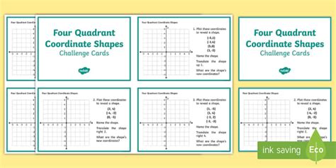 4 Quadrant Grid Interactive Cards - Coordinates and Shapes