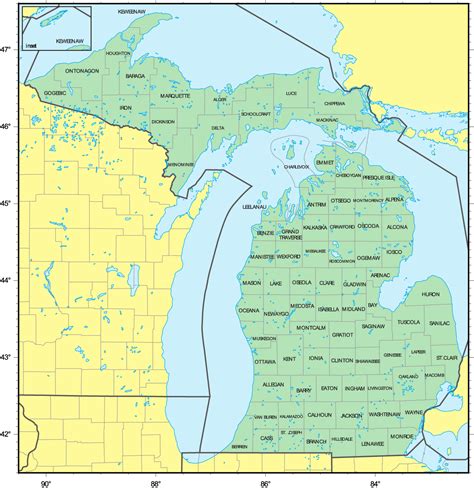 Counties Map of Michigan • Mapsof.net