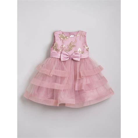Buy Hopscotch Girls Pink Sleeveless Solid Slim Fit Party Dress Online