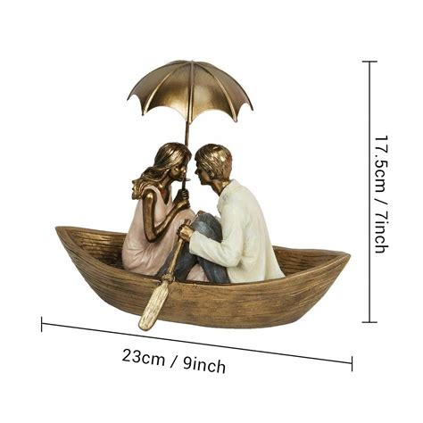 TIED RIBBONS Resin Romantic Boat Couple Showpiece Statue For Home Deco ...