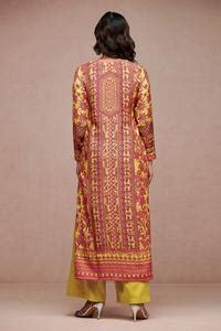 Buy Yellow Kurta Chennai Silk Print Floral V Neck Pitaya Palazzo Set ...