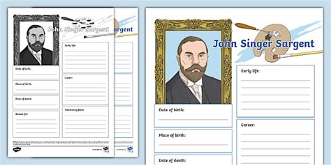 John Singer Sargent Fact File Template - Twinkl