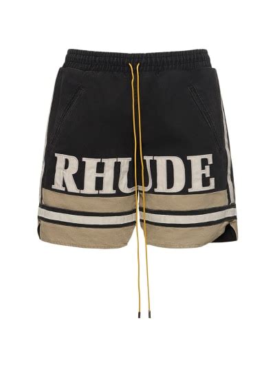 Logo embroidered cotton shorts - RHUDE - Men | Luisaviaroma