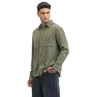 Buy SNITCH Men's Self-Design| Textured Overshirt | Casual Wear| College ...