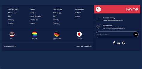 Footer in Bootstrap 5 Code 的图像结果