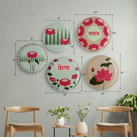 Lotus: Symbol of Beauty and Purity collage Wall Plates Set of 5 – Nestroots