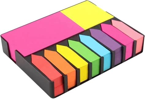 R H lifestyle Sticky Notes Set Memo Pad with 8 Sticky Tabs, Bright Neon ...