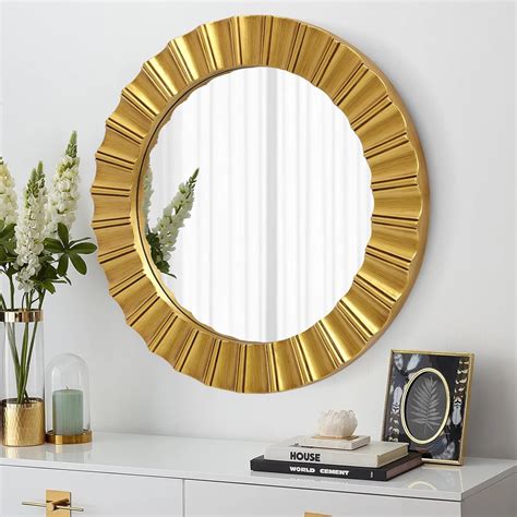 Amazon.com: Round Gold Mirrors for Wall Decor 26 Inch, Art Deco Mirror ...