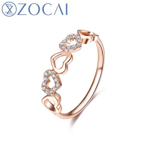 ZOCAI Intimate Lover 0.08 CT Certified Diamond Heart Shape Ring 100% ...