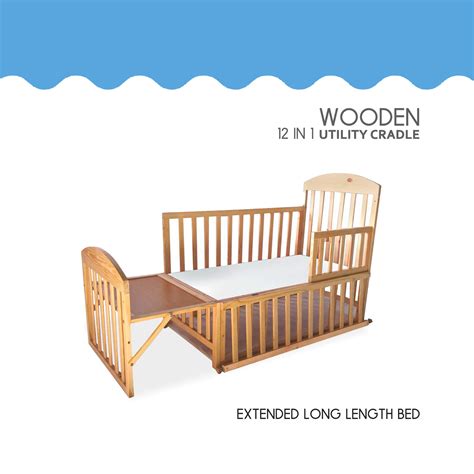 Woodbee 12-in-1 Convertible Wooden Cradle – Baby Cot, Rocker, Bed ...