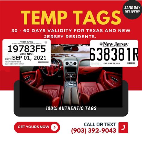 NJ/TX Temporary Car Tags - SAME DAY DELIVERY!! - Toms River, NJ Patch