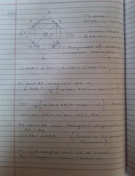 If diagonals of cyclic quadrilateral intersect at right angles, prove ...