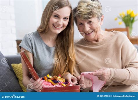 Grandma and Granddaughter Laughing Stock Image - Image of grandmother ...