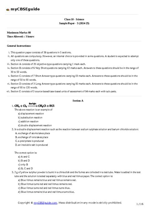 10 science sp 03 - ...... - Class 10 - Science Sample Paper - 3 (2024 ...