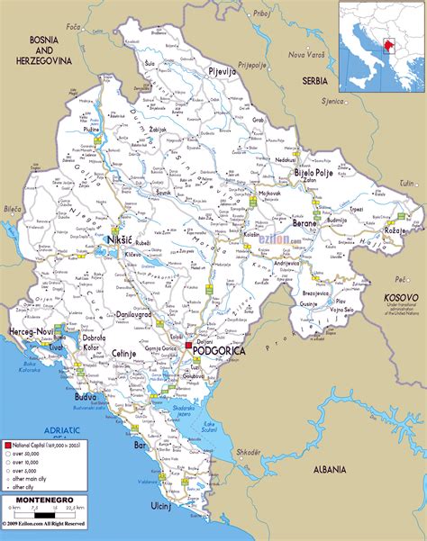 Large road map of Montenegro with cities and airports | Montenegro ...