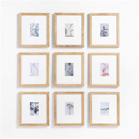 9-Piece Light Oak Wood 4x6 Gallery Wall Frame Set | Crate and Barrel KSA