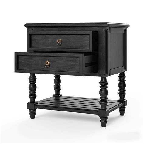 Olympus Bedside Table - Mango Wood Matt Black Bedside Table India ...