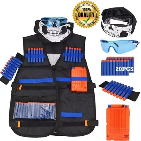 INSTOCK Nerf Tactical Vest Kit Set Combo Nerf Elite Bullets 20pcs ...