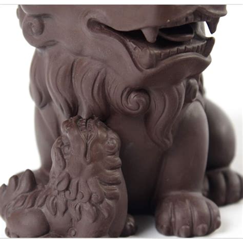 Buy LHMYGHFDP Beijing Fu Foo Dogs Statues Purple Sand Tea Pet ...