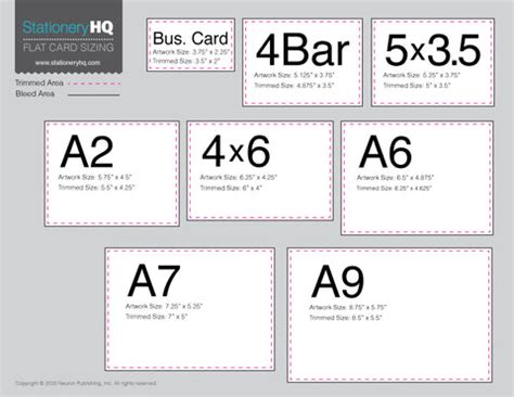 Image result for Note Card Sizes Chart