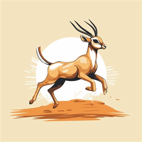Gazelle running in the desert vector illustration of wild animal ...