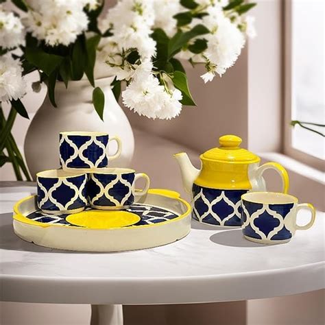 Buy Earthystone Hand Painted Kitchenware Ceramic Tea Kettle Set ...