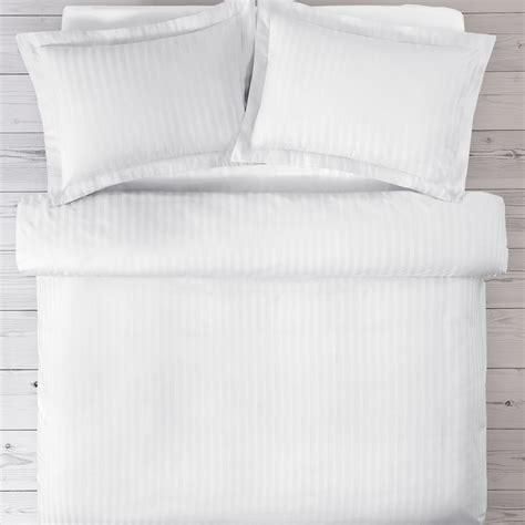 Sateen Stripe Duvet Cover // White (King) - Brooks Bros Percale Bedding ...