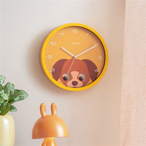 Karlsson Peekaboo Dog Wall Clock 31cm - Yellow