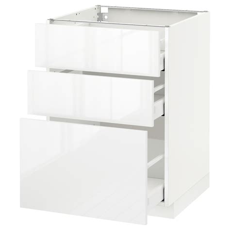 METOD base cabinet with 3 drawers, white Maximera/Ringhult white ...