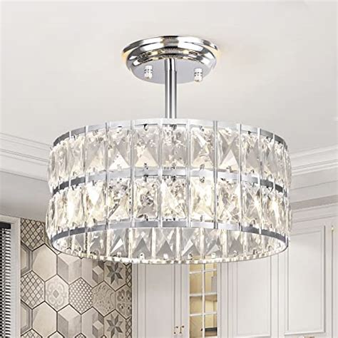 Buy Crystal Ceiling Light 3-Light Small Semi Flush Mount Chandelier ...