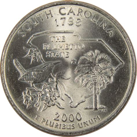 2000 P South Carolina State Quarter BU Uncirculated Clad 25c Coin
